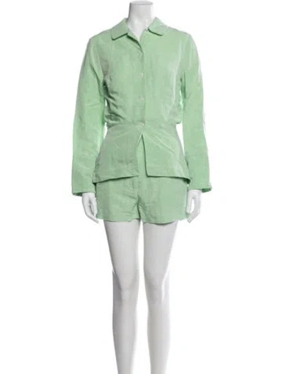 Pre-owned Matthew Bruch Linen Short Set In Green