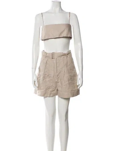Pre-owned Matthew Bruch Linen Short Set In Neutral