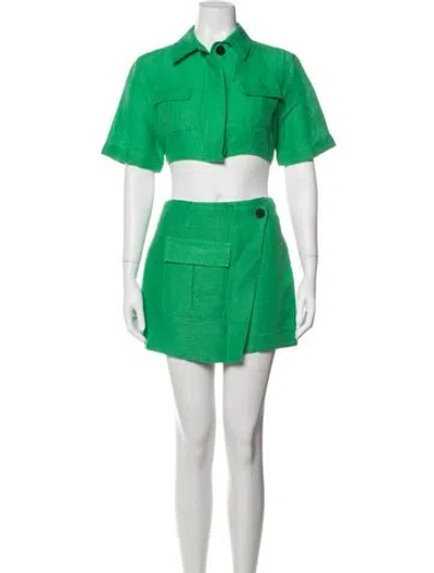 Pre-owned Matthew Bruch Linen Skirt Set In Green