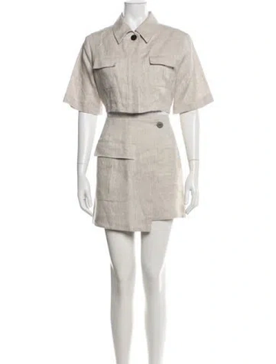 Pre-owned Matthew Bruch Linen Skirt Set In Neutrals