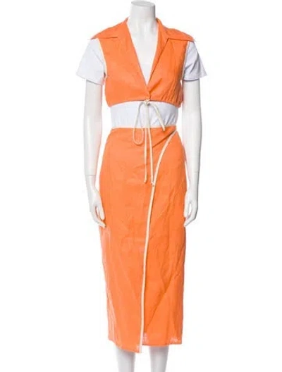 Pre-owned Matthew Bruch Linen Skirt Set In Orange