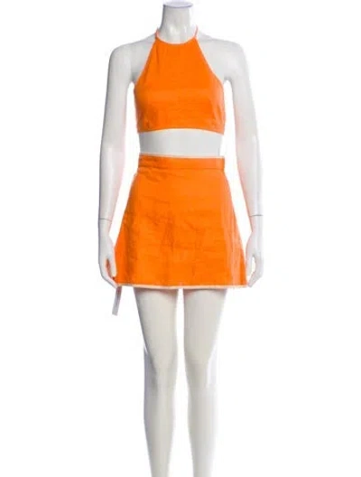 Pre-owned Matthew Bruch Linen Skirt Set In Orange