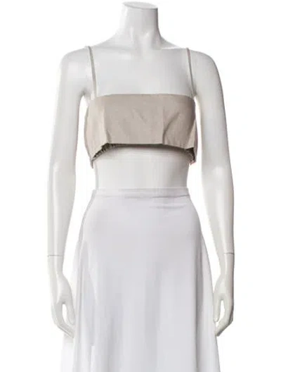 Pre-owned Matthew Bruch Linen Square Neckline Crop Top W/ Tags In Neutral
