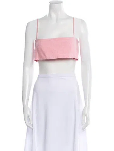 Pre-owned Matthew Bruch Linen Square Neckline Crop Top W/ Tags In White