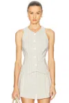 Matthew Bruch Linen Vest In Neutral