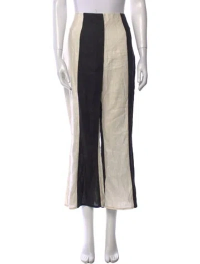 Pre-owned Matthew Bruch Linen Wide Leg Pants In Black