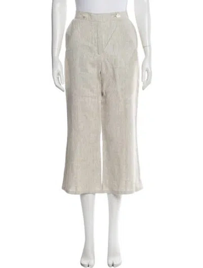 Pre-owned Matthew Bruch Linen Wide Leg Pants In Gray