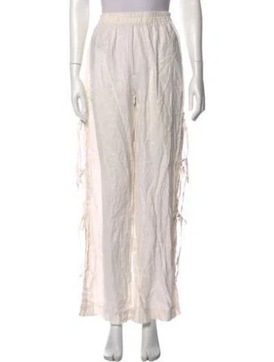 Pre-owned Matthew Bruch Linen Wide Leg Pants In Neutral