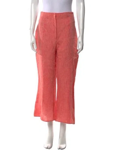 Pre-owned Matthew Bruch Linen Wide Leg Pants In Pink