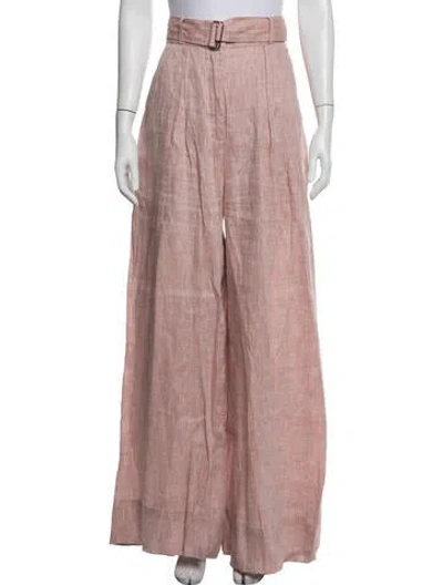 Pre-owned Matthew Bruch Linen Wide Leg Pants In Pink