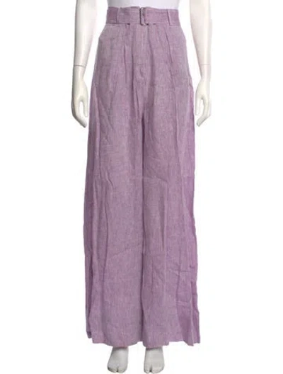Pre-owned Matthew Bruch Linen Wide Leg Pants In Purple