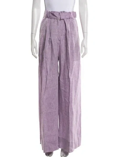 Pre-owned Matthew Bruch Linen Wide Leg Pants In Purple