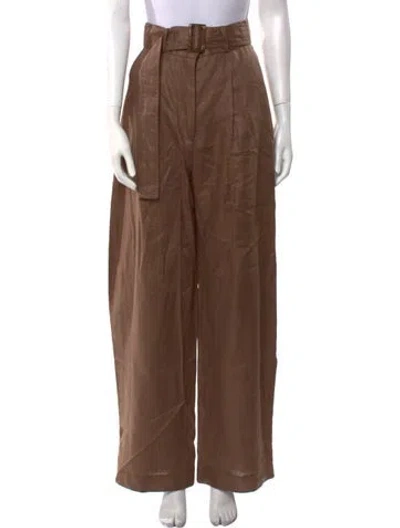 Pre-owned Matthew Bruch Linen Wide Leg Pants W/ Tags In Brown