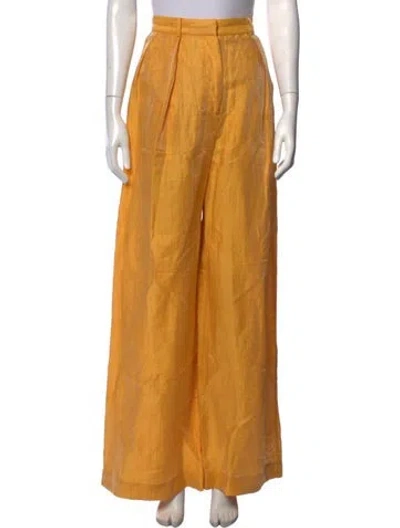 Pre-owned Matthew Bruch Linen Wide Leg Pants W/ Tags In Neutrals