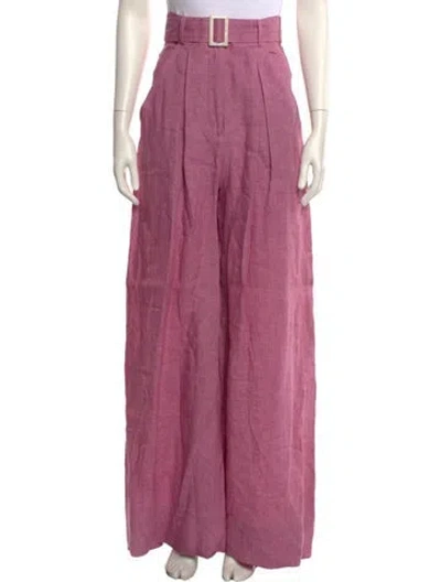 Pre-owned Matthew Bruch Linen Wide Leg Pants W/ Tags In Pink
