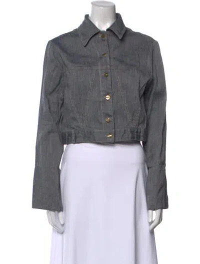 Pre-owned Matthew Bruch Long Sleeve Crop Top In Gray