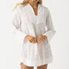 Matthew Bruch Long Sleeve Popover Tunic In White Eyelet In White