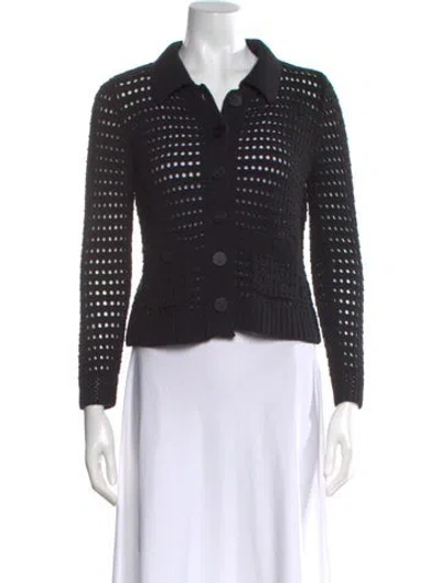 Pre-owned Matthew Bruch Merino Wool V-neck Sweater In Black