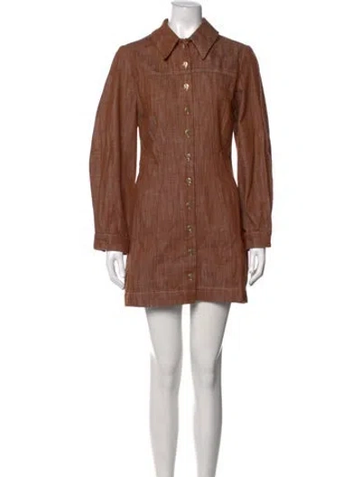Pre-owned Matthew Bruch Mini Dress In Brown