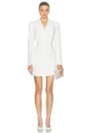 Matthew Bruch Oversized Double Breasted Blazer Dress In White