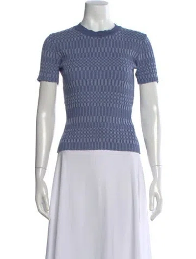 Pre-owned Matthew Bruch Patterned Crew Neck Top In Blue