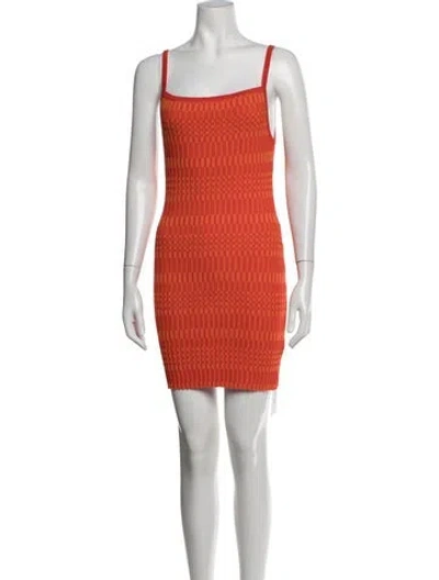 Pre-owned Matthew Bruch Patterned Mini Dress In Orange