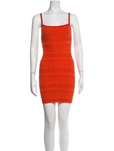 Pre-owned Matthew Bruch Patterned Mini Dress In Orange