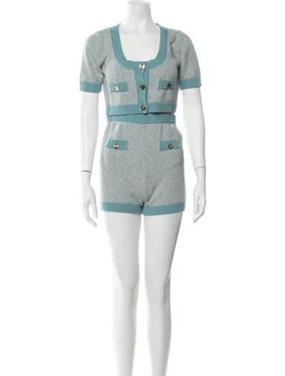 Pre-owned Matthew Bruch Patterned Short Set In Blue
