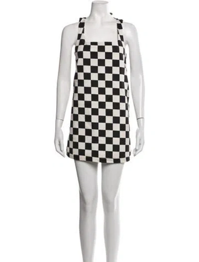 Pre-owned Matthew Bruch Plaid Print Mini Dress In Black/neutrals