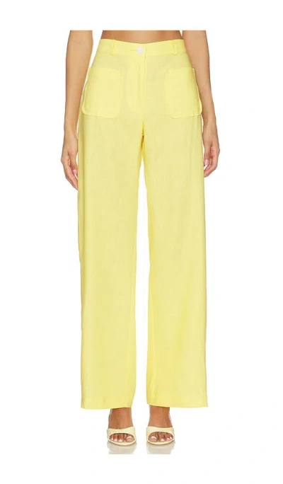 Matthew Bruch Pleated Barrel Button Pocket Pant In Yellow