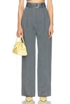 Matthew Bruch Pleated Barrel Trouser In Denim