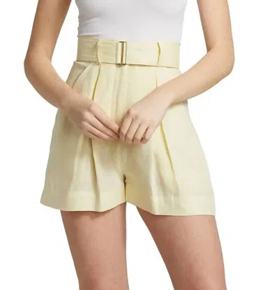 Matthew Bruch Pleated Short In Lemonade In Yellow