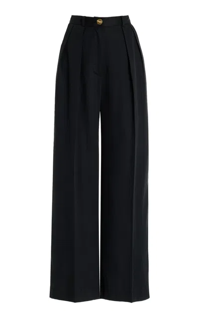 Matthew Bruch Pleated Trousers In Black