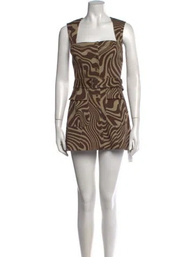 Pre-owned Matthew Bruch Printed Mini Dress In Green