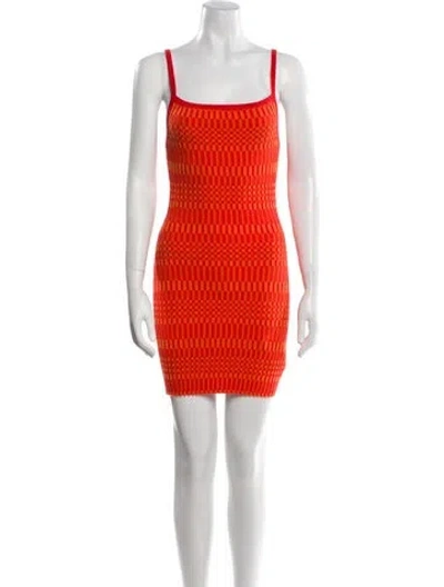 Pre-owned Matthew Bruch Printed Mini Dress W/ Tags In Orange