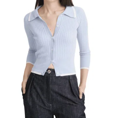 Matthew Bruch Rib Knit Cropped Cardigan In Light Blue