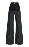 Matthew Bruch Rigid High-rise Wide-leg Jeans In Black