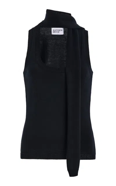 Matthew Bruch Scarf Knit Tank Top In Black