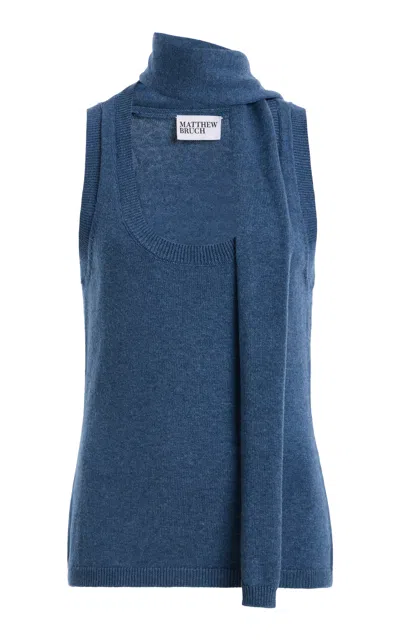 Matthew Bruch Scarf Knit Tank Top In Blue
