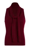 Matthew Bruch Scarf-neck Knit Wool-cotton Tank Top In Burgundy