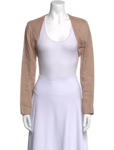 Pre-owned Matthew Bruch Scoop Neck Long Sleeve Crop Top In Neutral