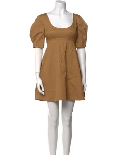 Pre-owned Matthew Bruch Scoop Neck Mini Dress In Neutral