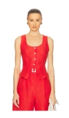 Matthew Bruch Scoop Neck Vest In Red Linen