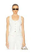 Matthew Bruch Scoop Neck Vest In White Denim