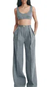 Matthew Bruch Seamed Bra Top In Denim In Multi