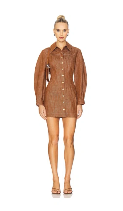MATTHEW BRUCH SEAMED LEG OF MUTTON SLEEVE MINI DRESS