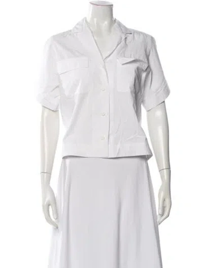 Pre-owned Matthew Bruch Short Sleeve Button-up Top In White