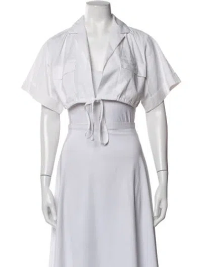 Pre-owned Matthew Bruch Short Sleeve Button-up Top In White