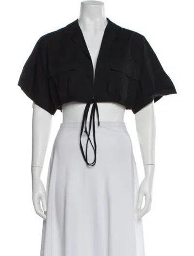 Pre-owned Matthew Bruch Short Sleeve Crop Top In White