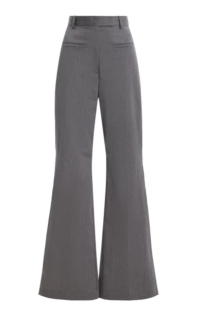 Matthew Bruch Side Slit Stretch-cotton Bell Bottom Trouser In Blue